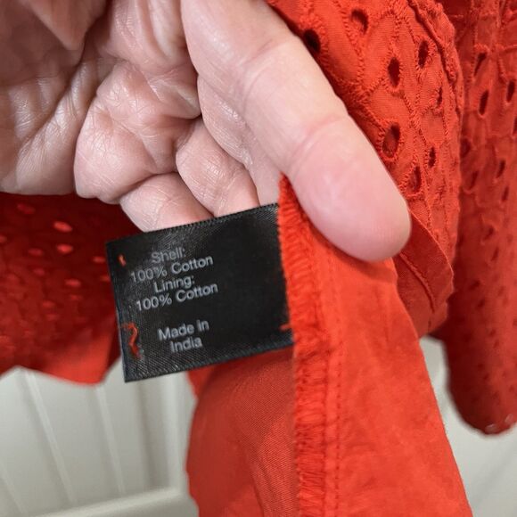 Lane Bryant Eyelet Sleeveless Peplum Top Tank Red Coral Womens Size 24 Keyhole - Picture 6 of 10